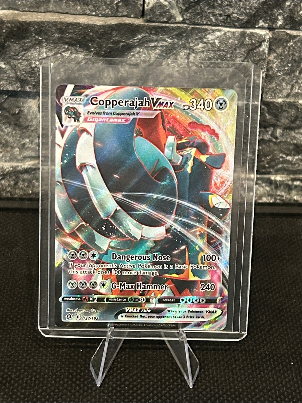 Pokemon Copperajah VMAX full Art Holo 137/192 from Sword & Shield Rebel Clash